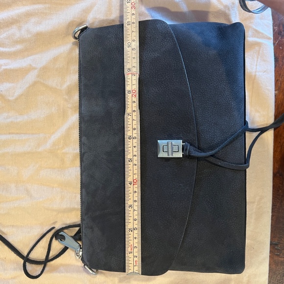 NWT $328 REBECCA MINKOFF Washed Black Suede Leather Darren Top Zip Shoulder Bag - Picture 12 of 14